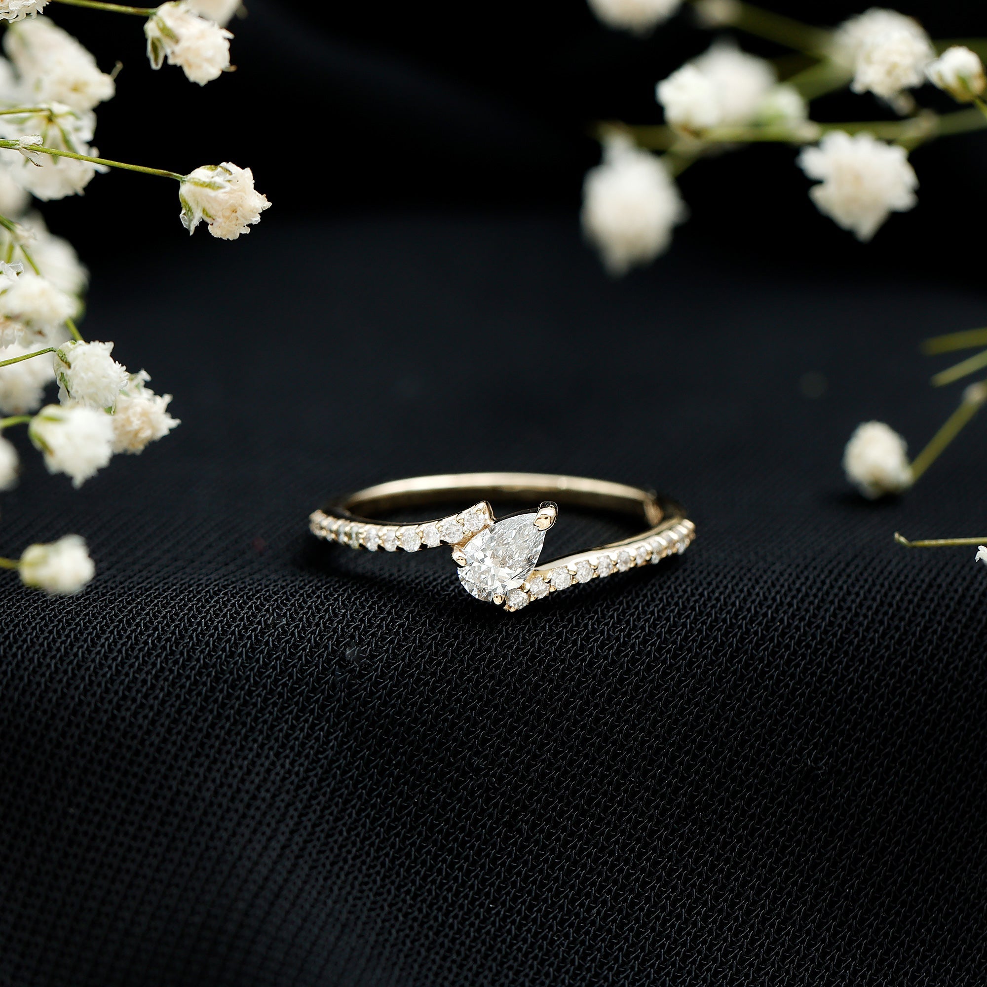 Certified Natural Diamond Promise Ring with Bypass Shank