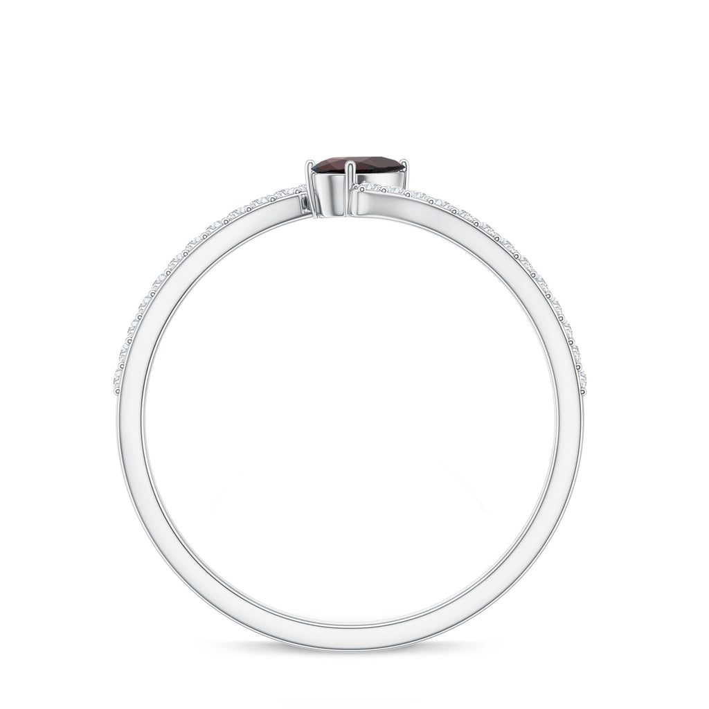 Real Pear Shape Garnet Promise Ring with Diamond Bypass Shank