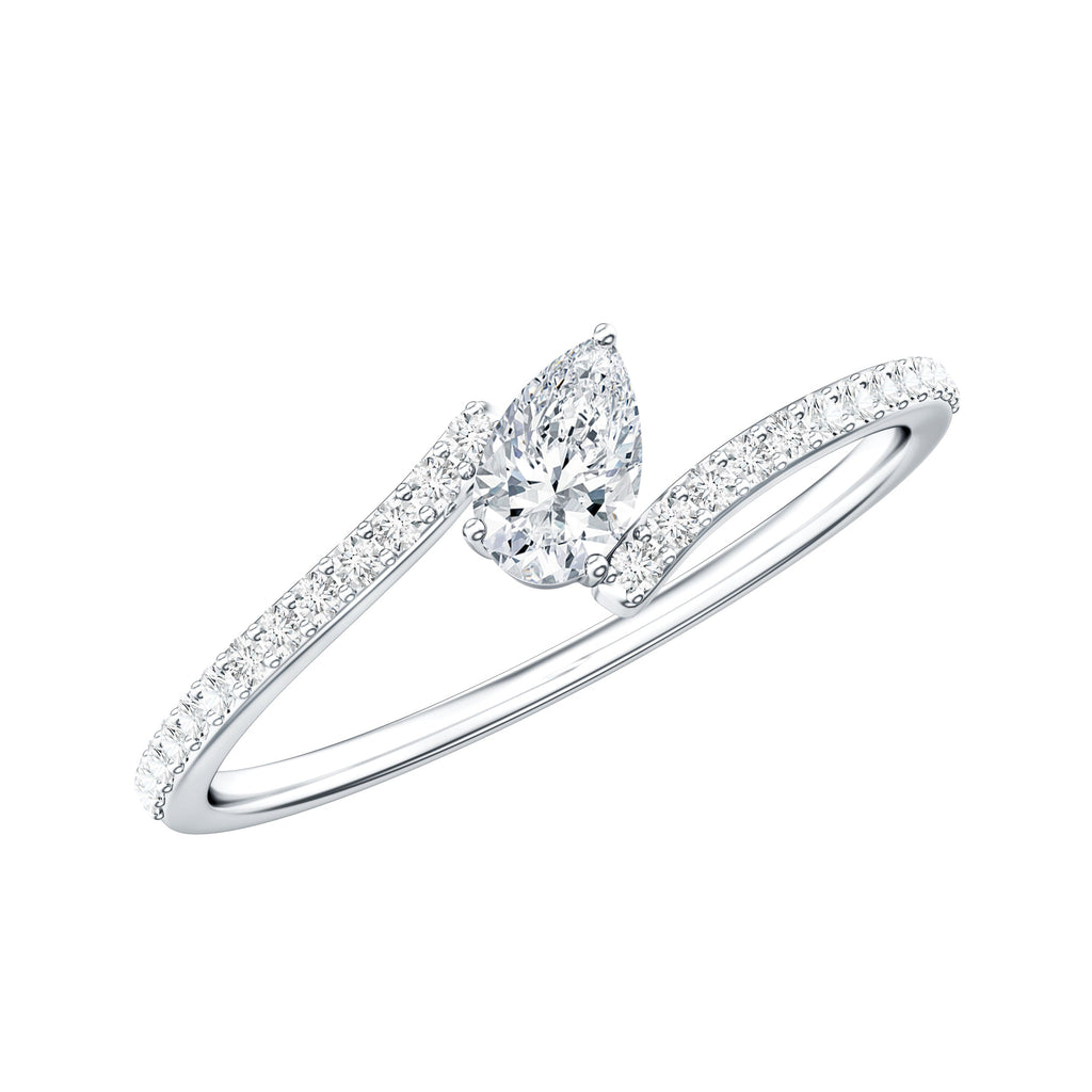 Pear Shaped Moissanite Bypass Promise Ring for Her
