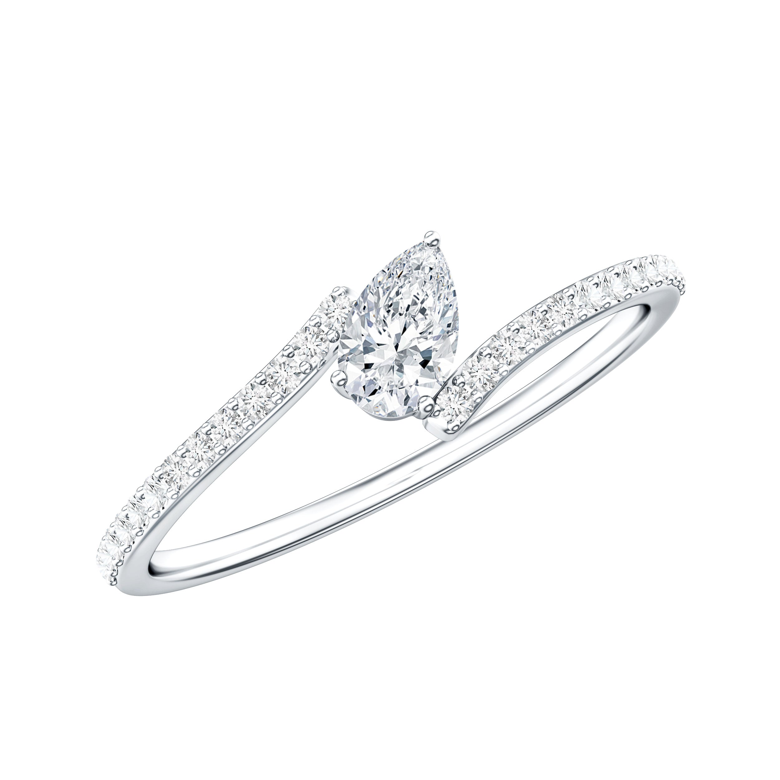 Pear Shaped Moissanite Bypass Promise Ring for Her