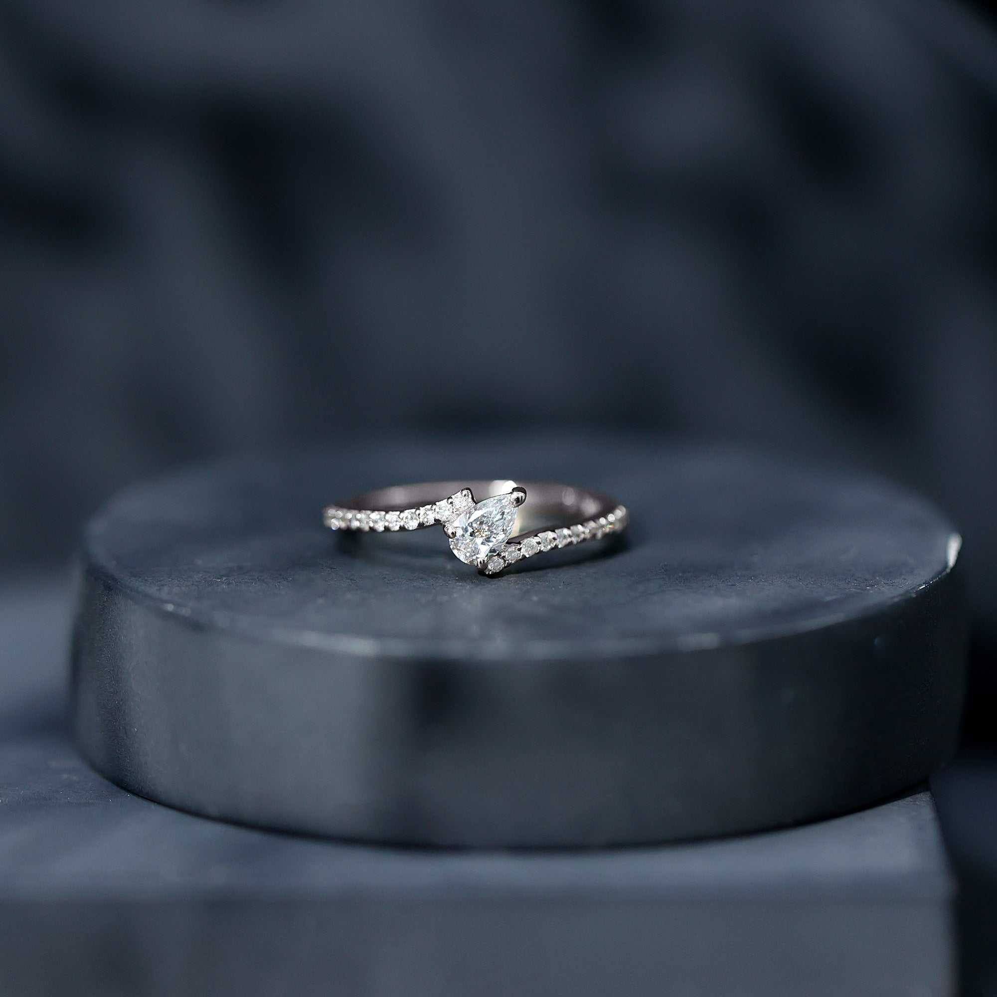 Pear Shaped Moissanite Bypass Promise Ring for Her