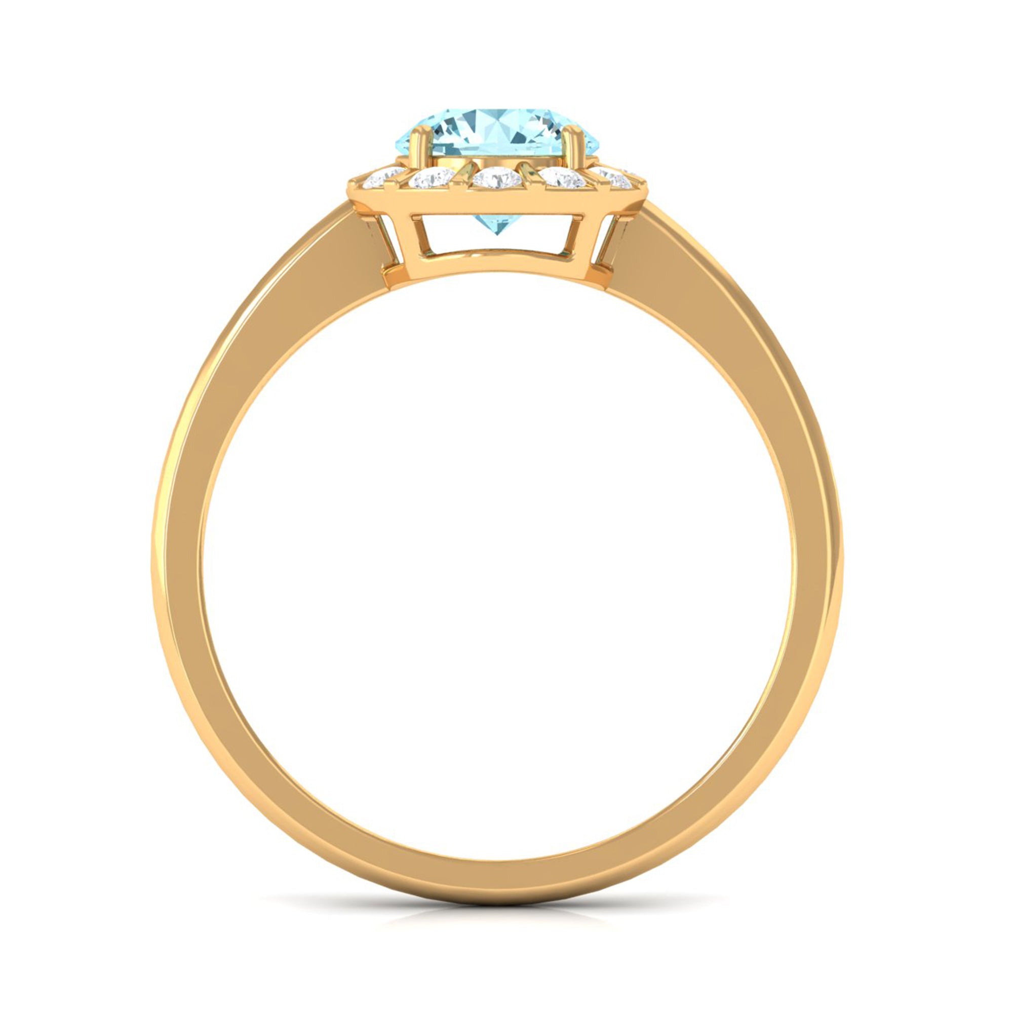 0.8 Carat Aquamarine Engagement Ring with Diamond Floating Halo