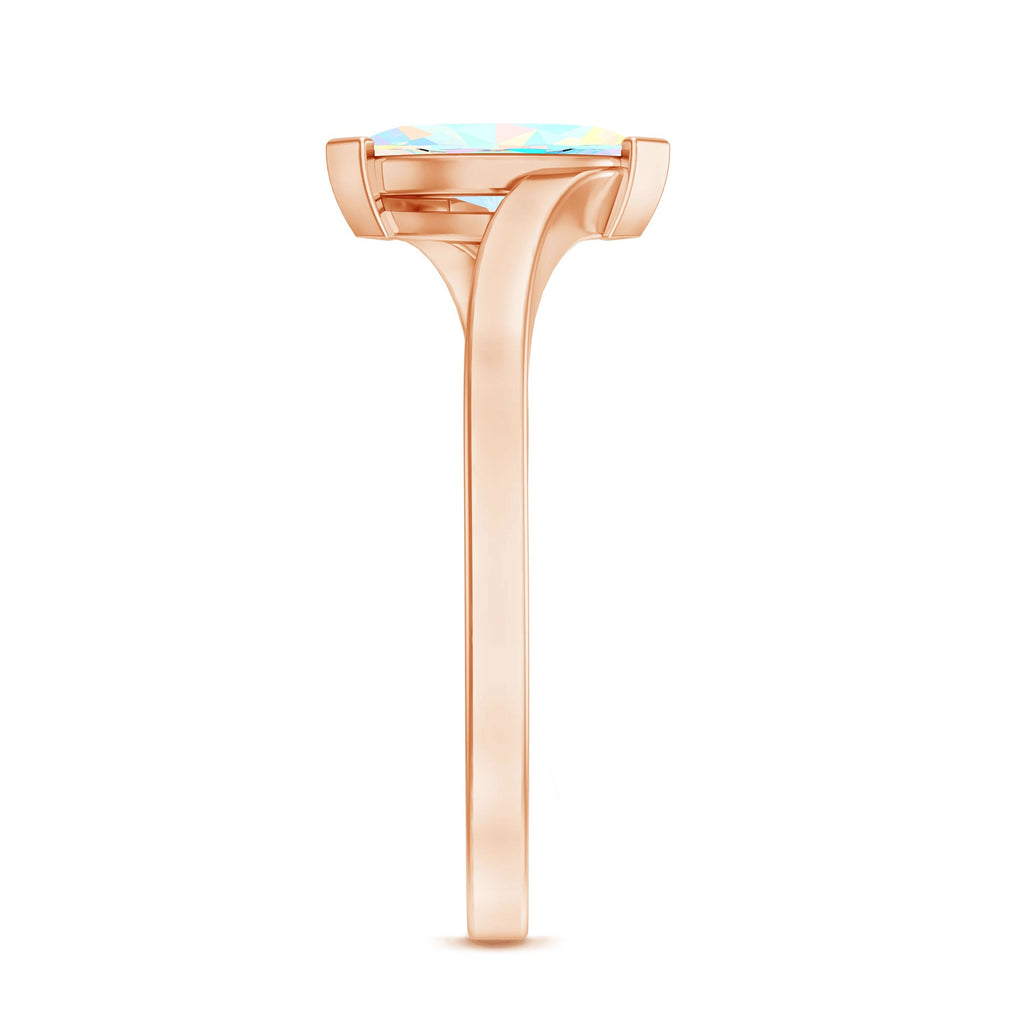 Natural Marquise Ethiopian Rainbow Opal Promise Ring with Bypass Shank