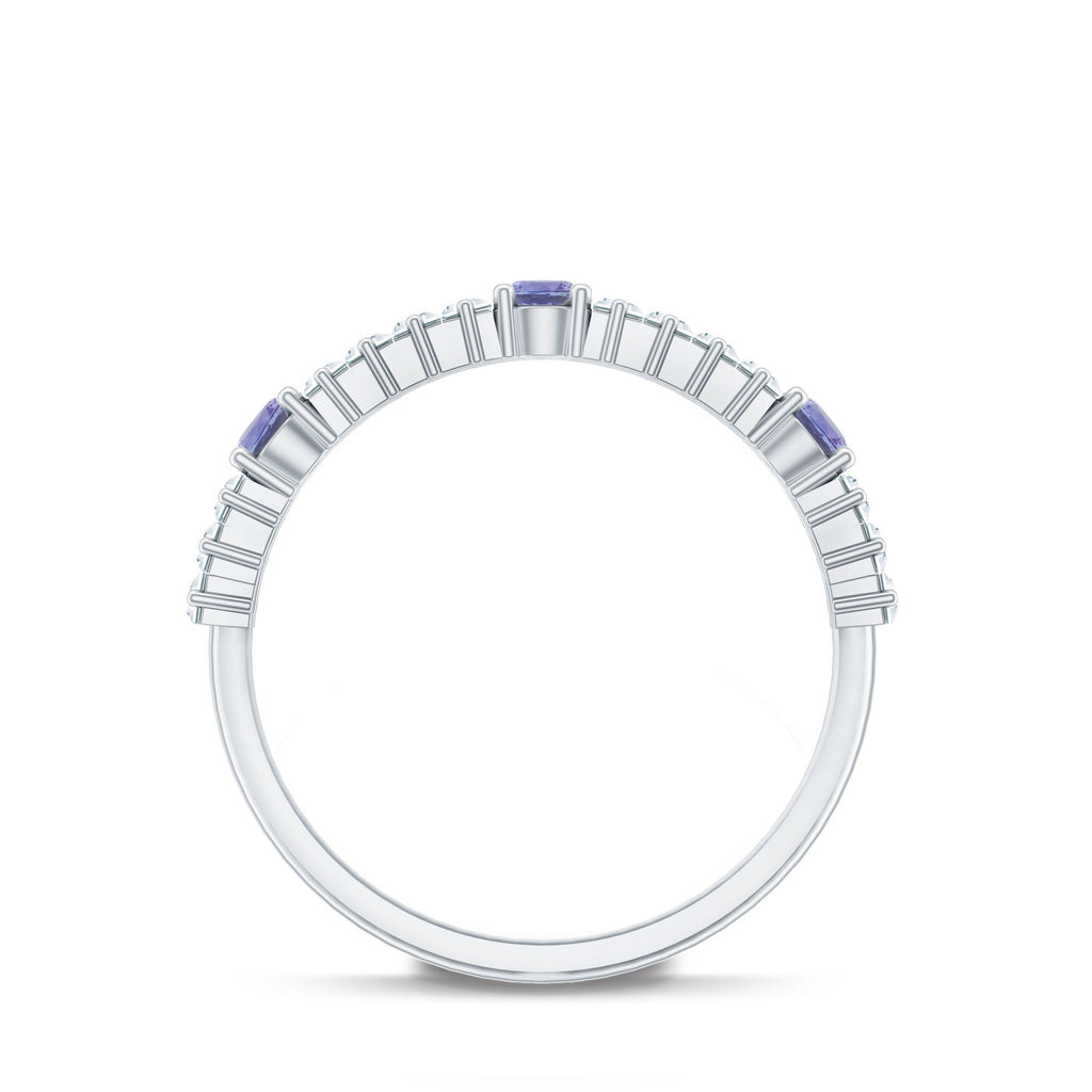Classic Tanzanite and Diamond Half Eternity Band Ring