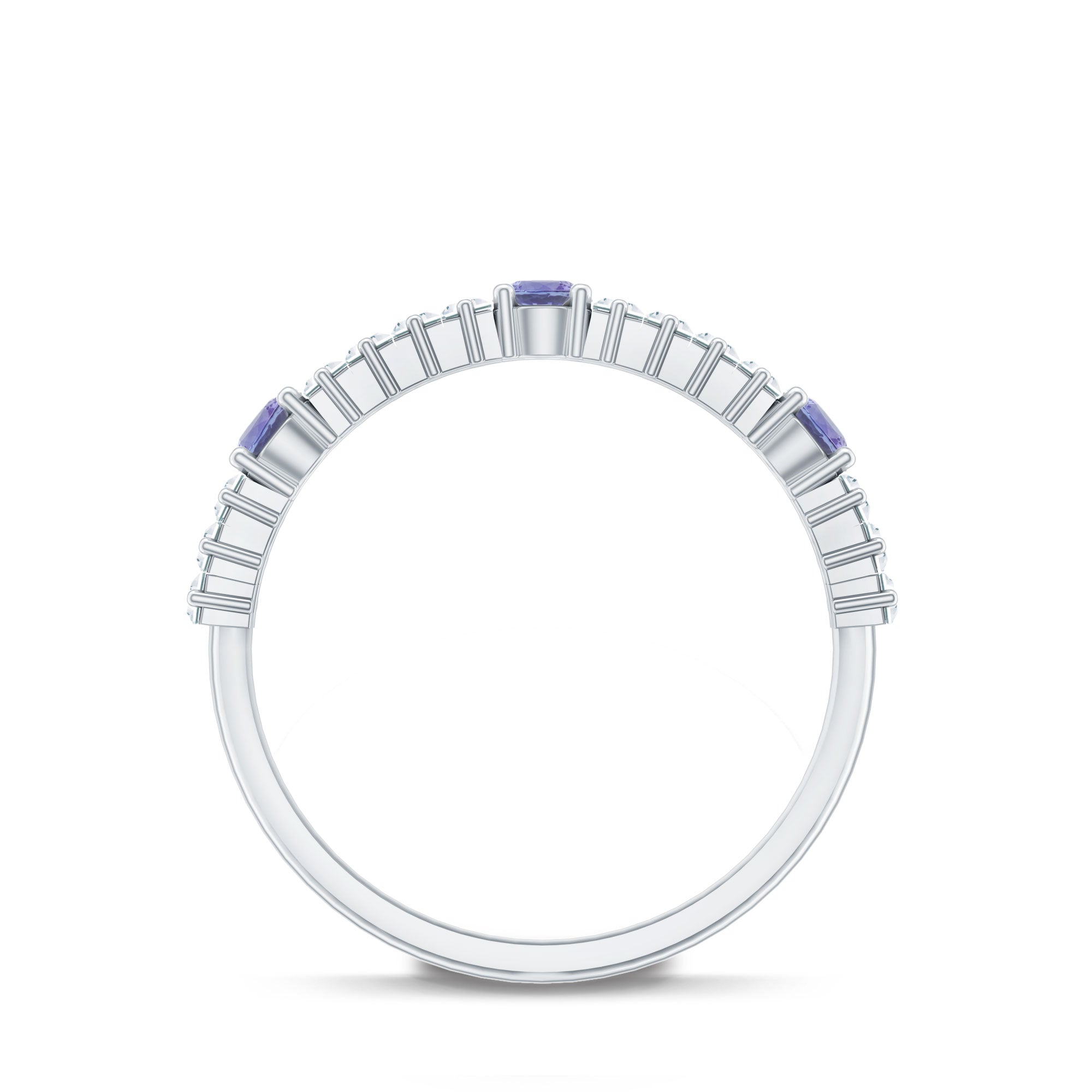 Classic Tanzanite and Diamond Half Eternity Band Ring