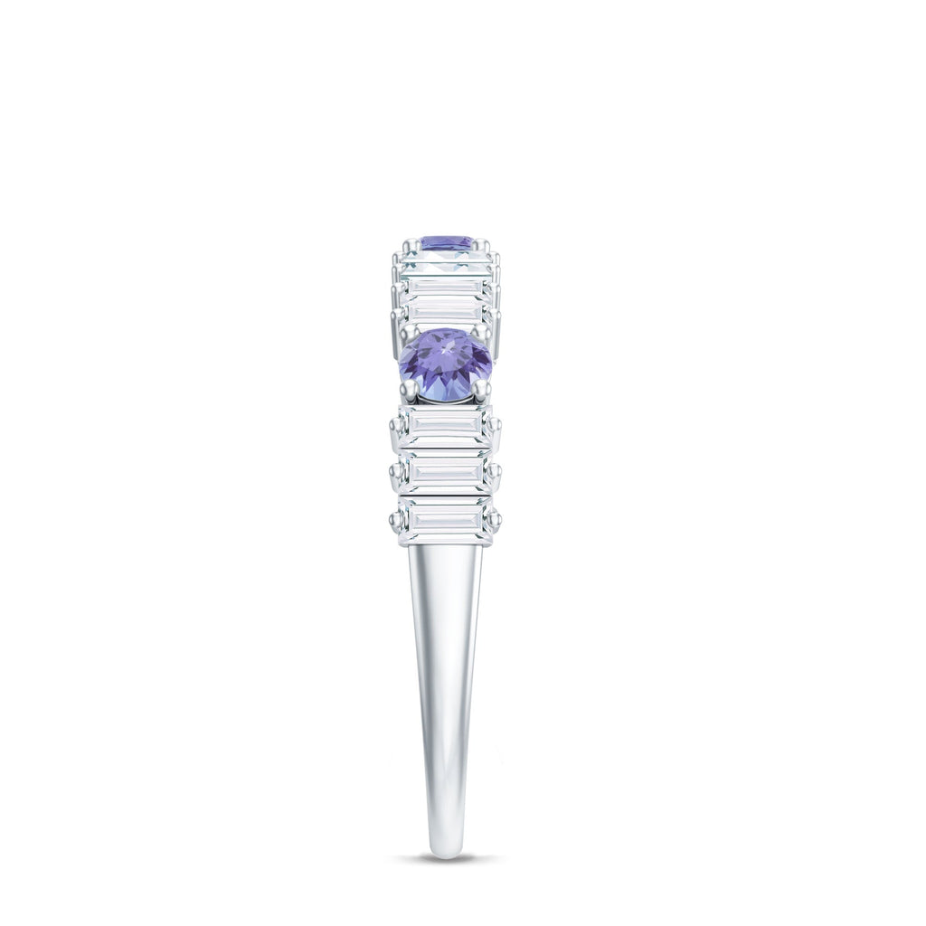 Classic Tanzanite and Diamond Half Eternity Band Ring