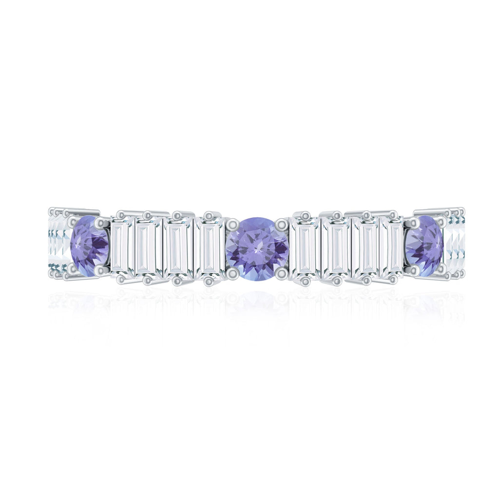 Classic Tanzanite and Diamond Half Eternity Band Ring