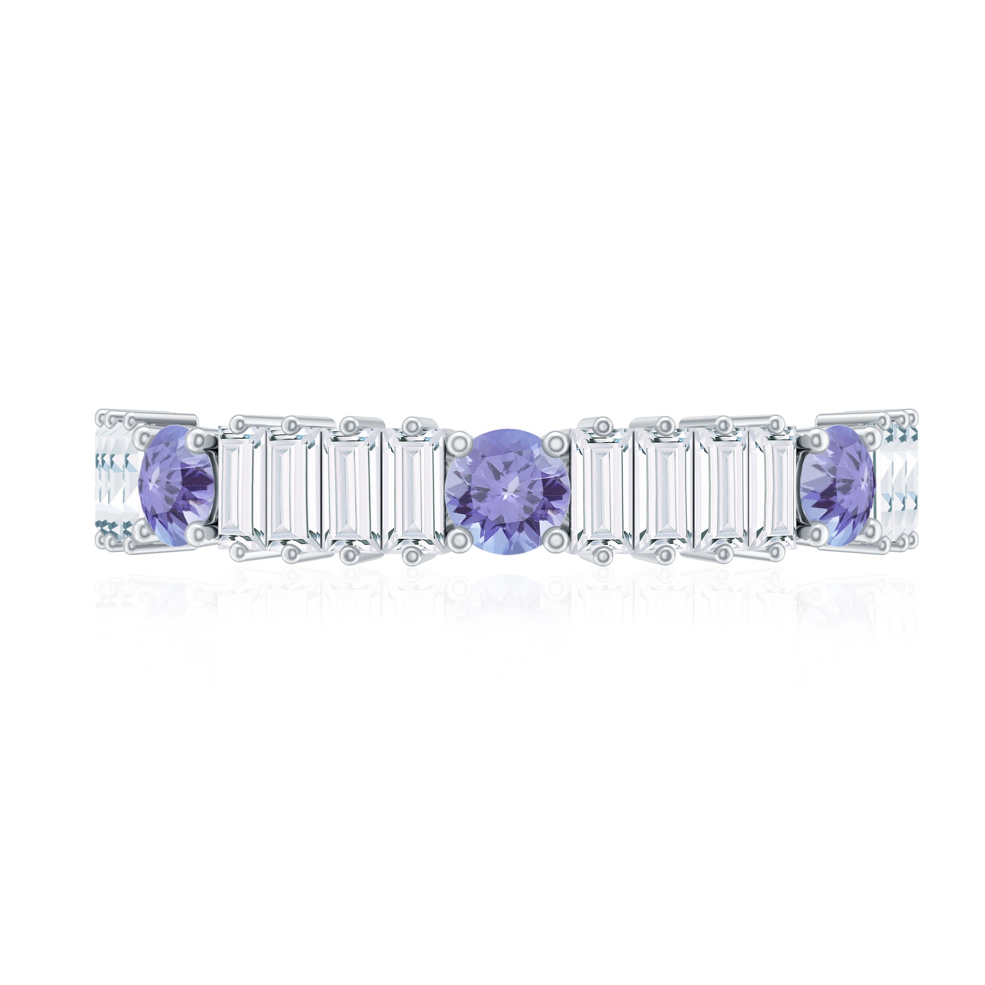 Classic Tanzanite and Diamond Half Eternity Band Ring