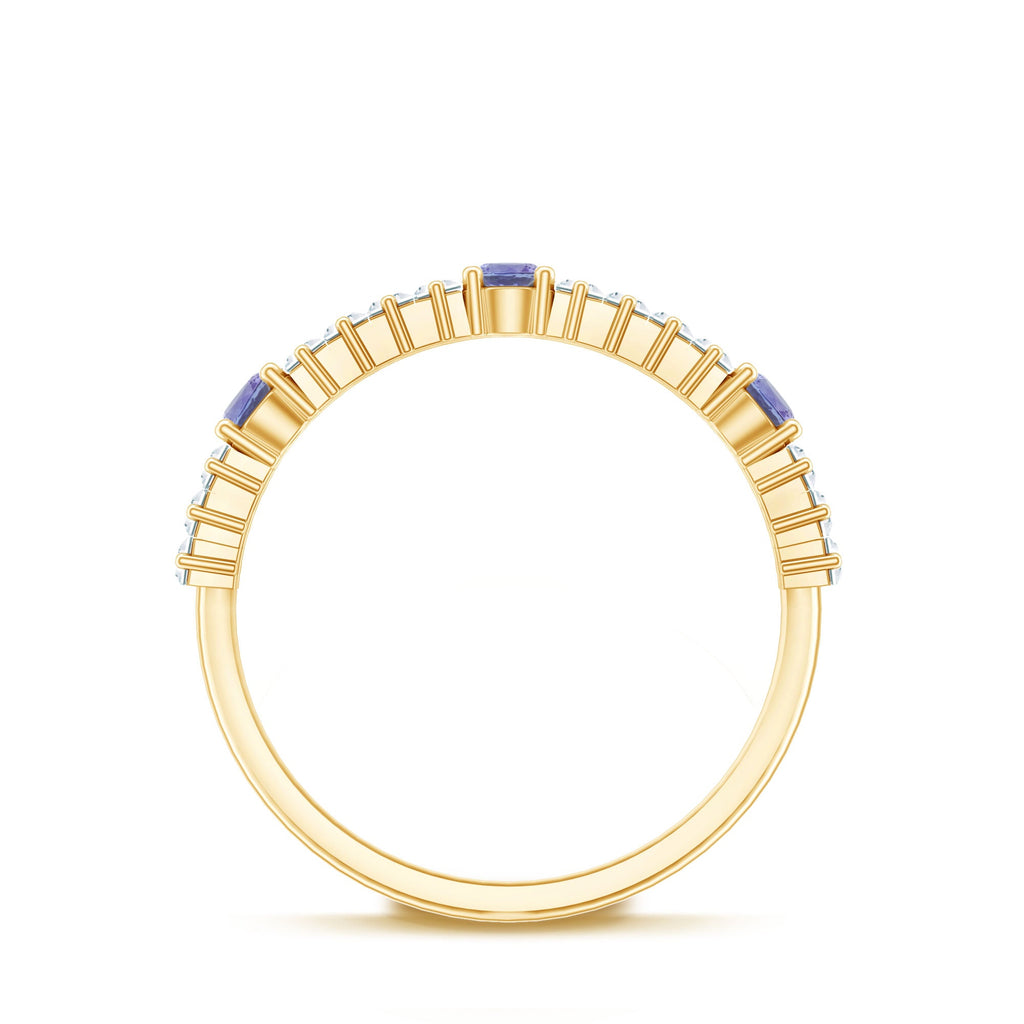 Classic Tanzanite and Diamond Half Eternity Band Ring