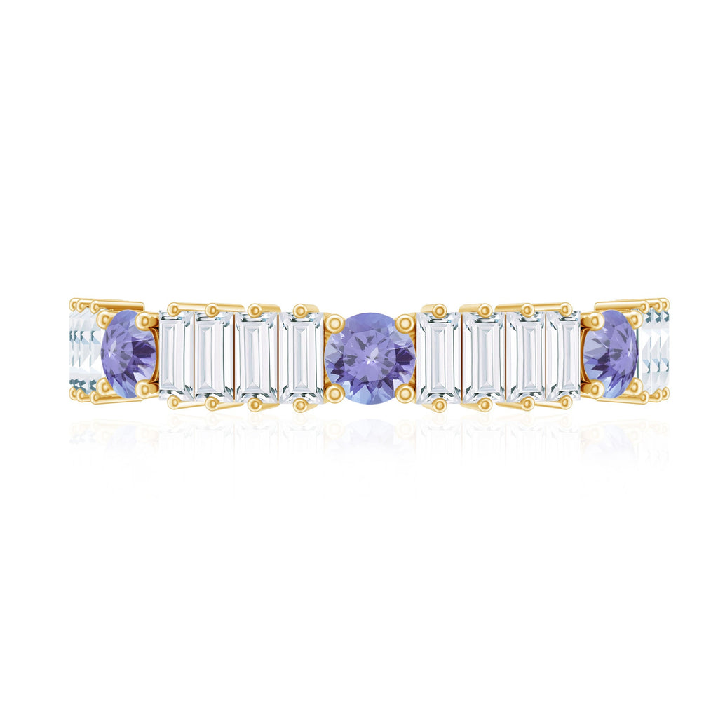 Classic Tanzanite and Diamond Half Eternity Band Ring