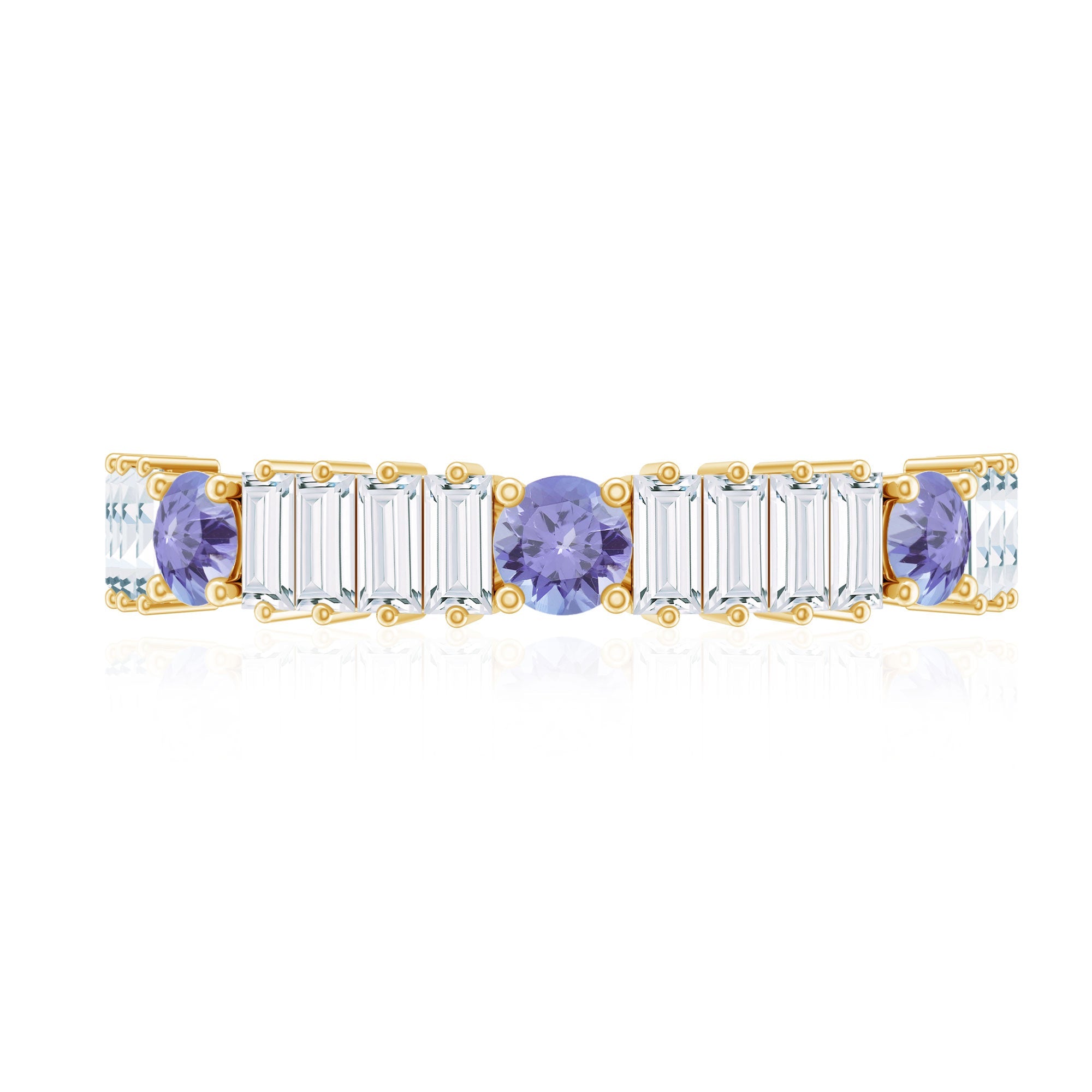 Classic Tanzanite and Diamond Half Eternity Band Ring