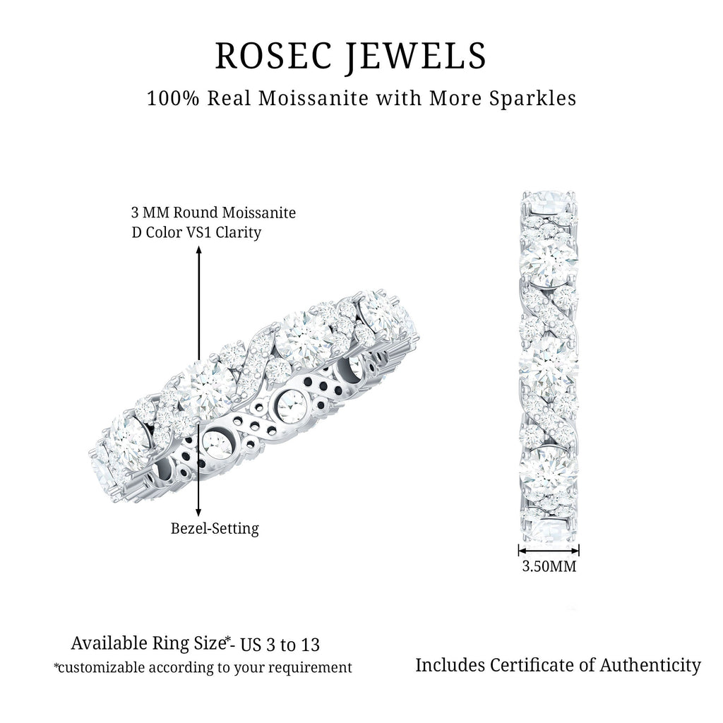 Round Cut Moissanite Eternity Wedding Band Ring