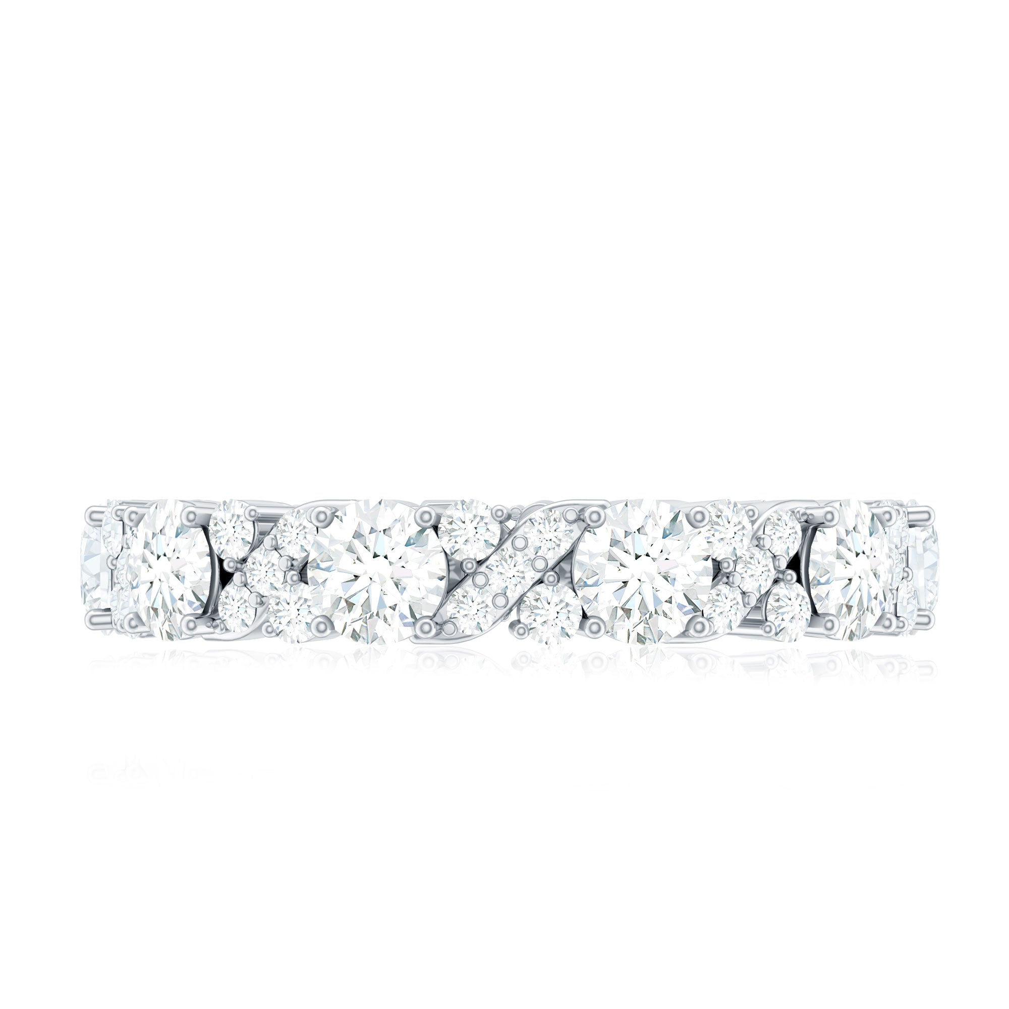 Round Cut Moissanite Eternity Wedding Band Ring