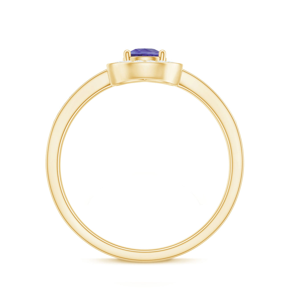 Natural Pear Cut Tanzanite Teardrop Engagement Ring with Diamond Halo