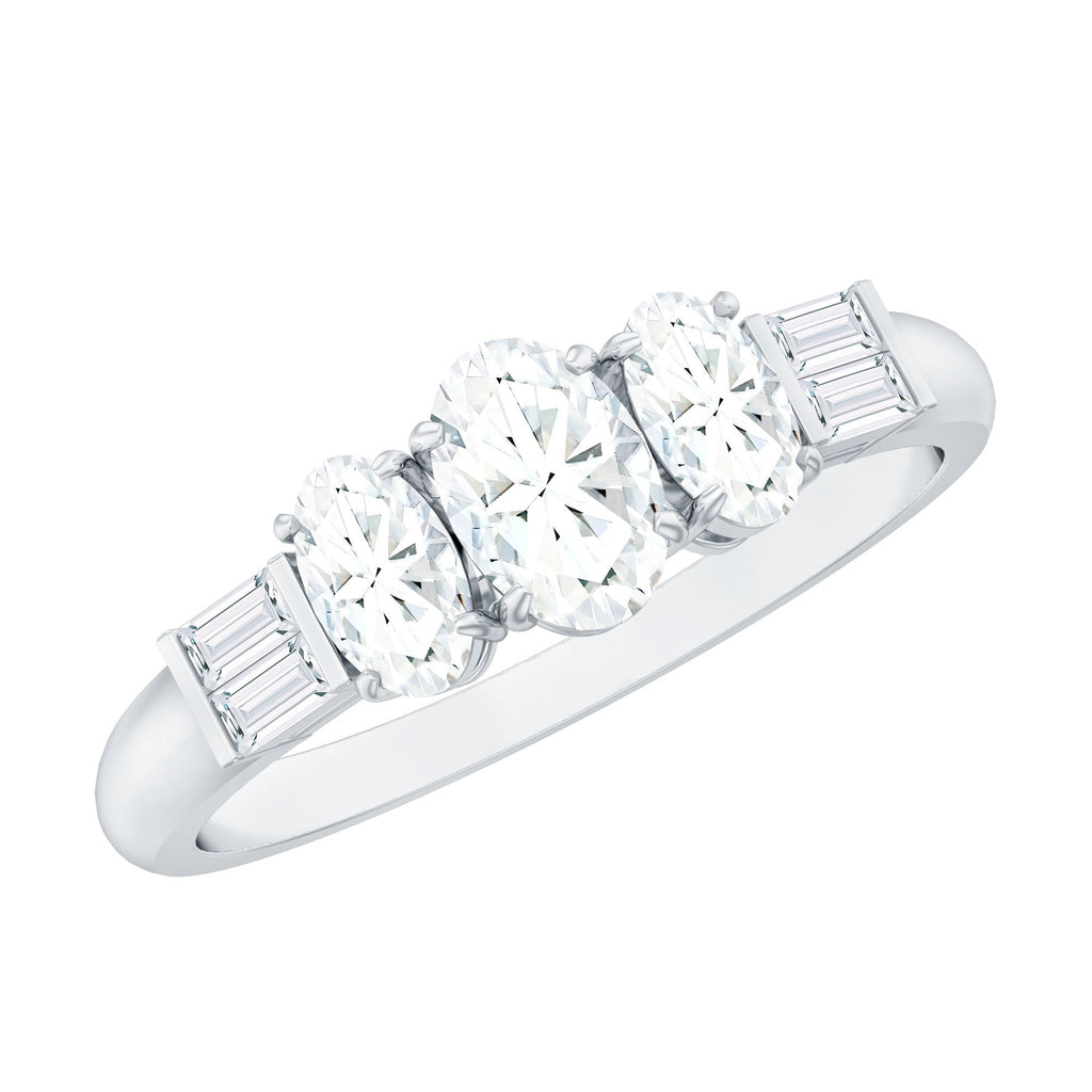 Oval Moissanite Three Stone Anniversary Ring for Women