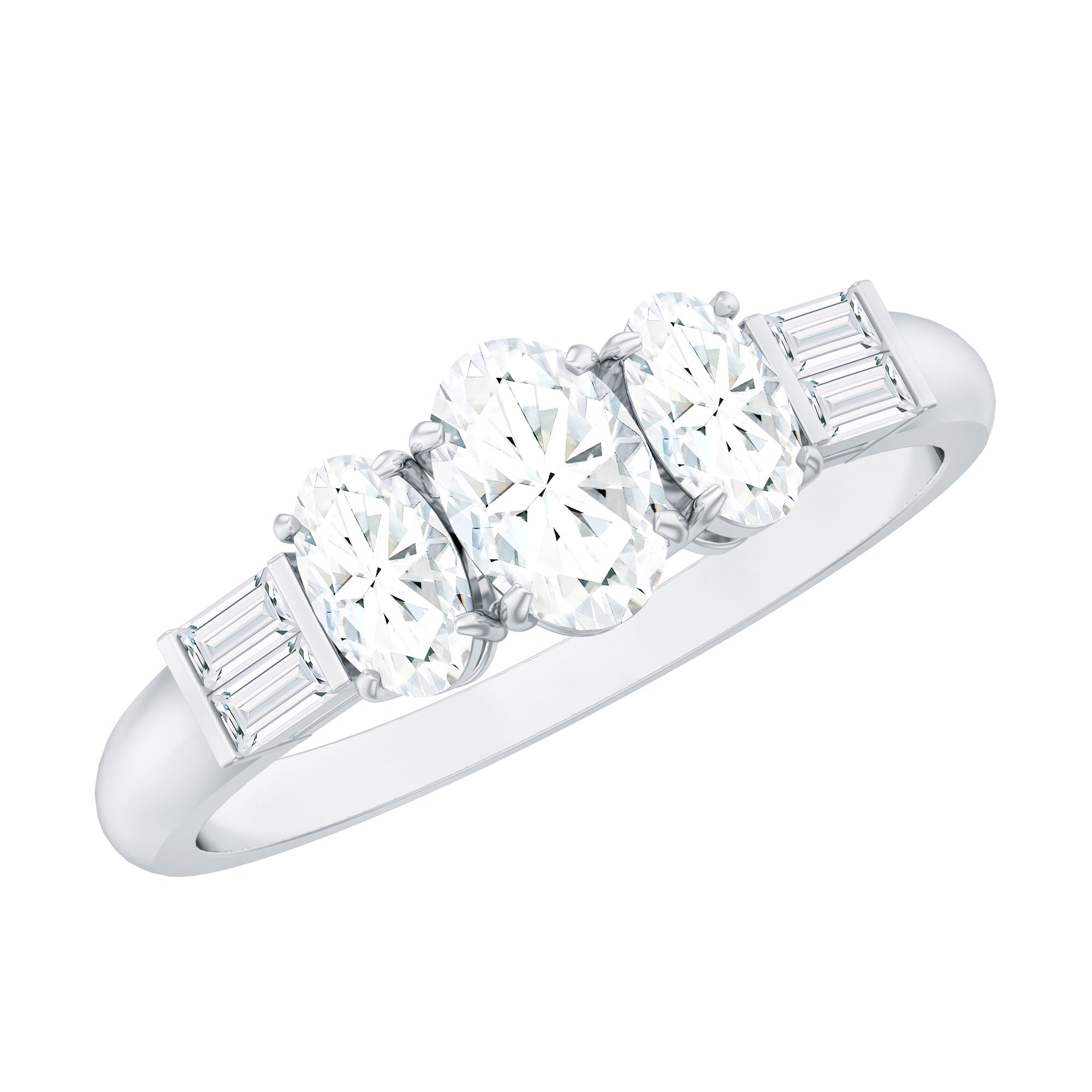 Oval Moissanite Three Stone Anniversary Ring for Women