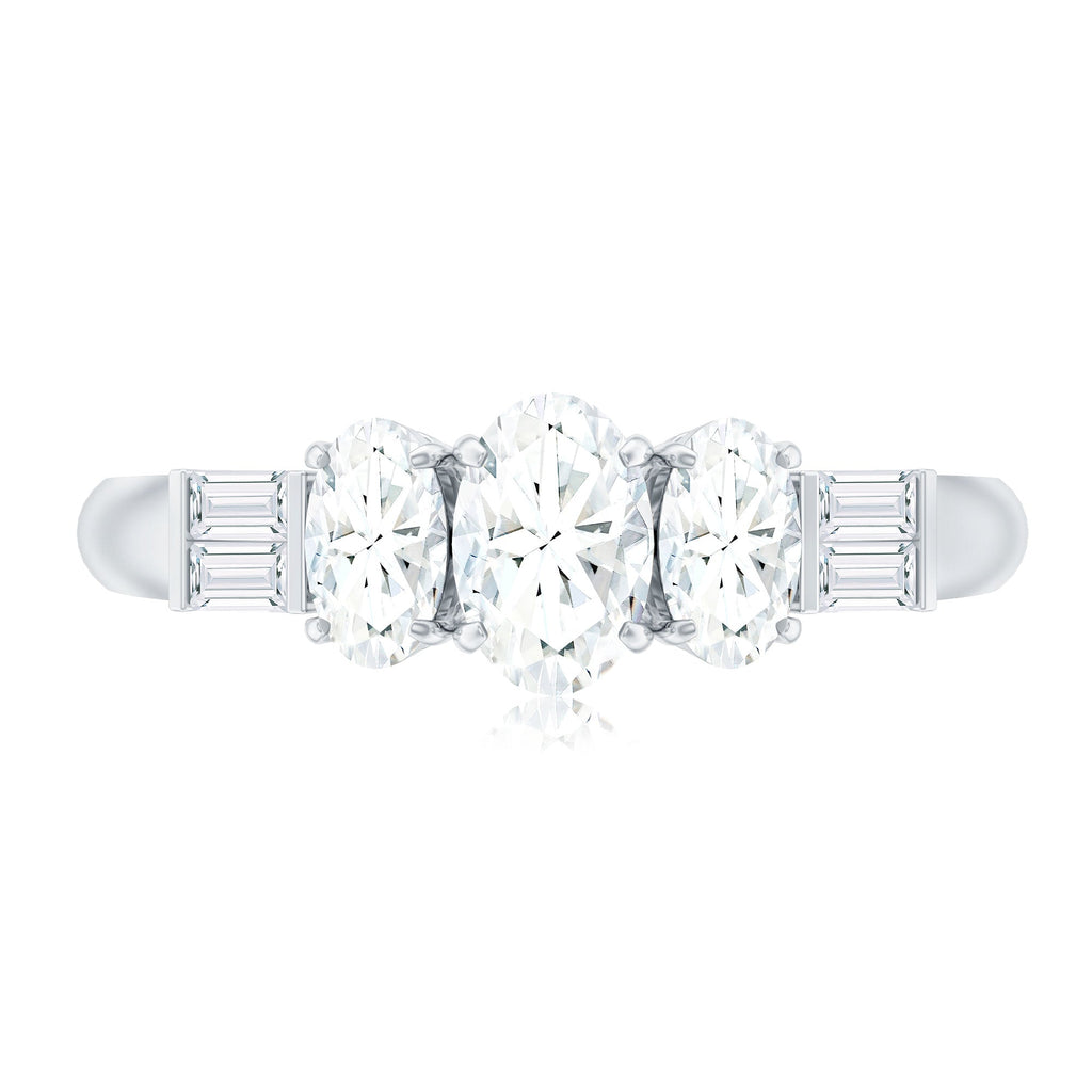Oval Moissanite Three Stone Anniversary Ring for Women