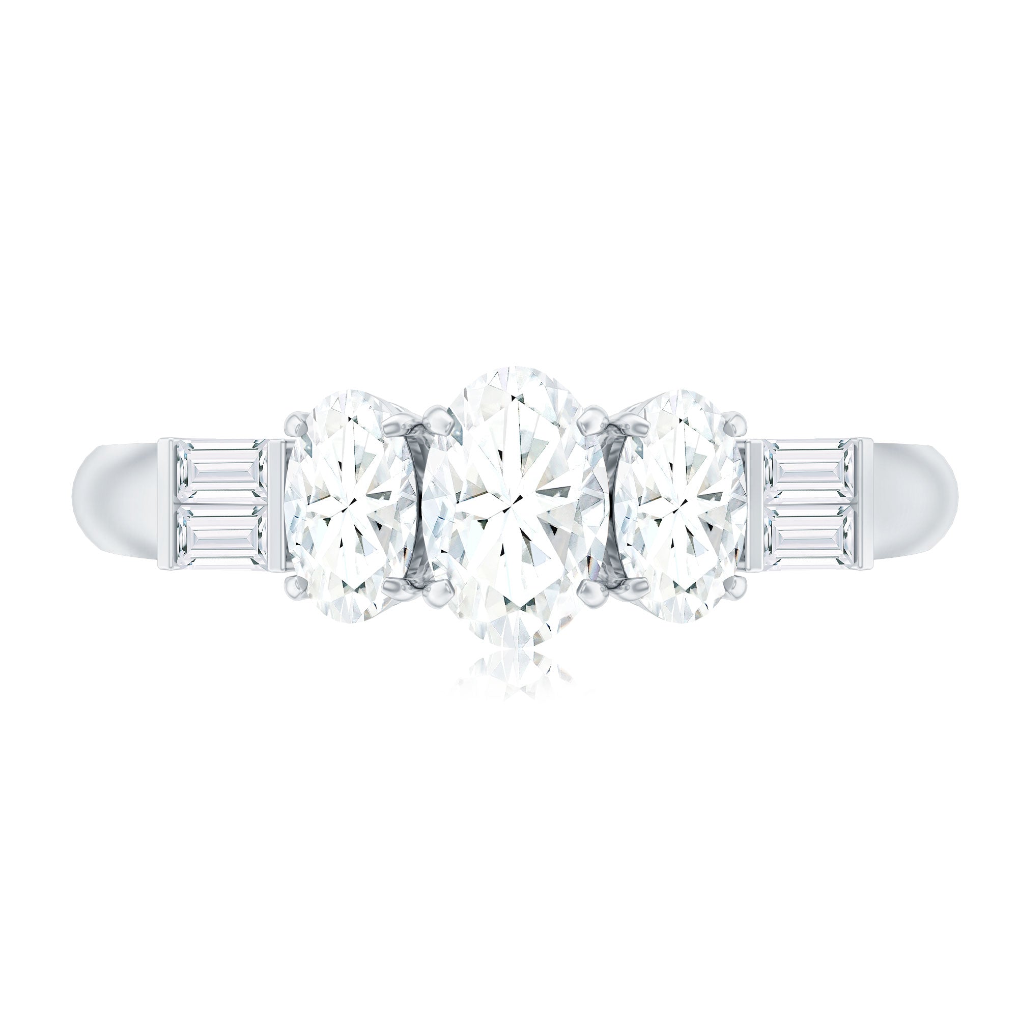 Oval Moissanite Three Stone Anniversary Ring for Women