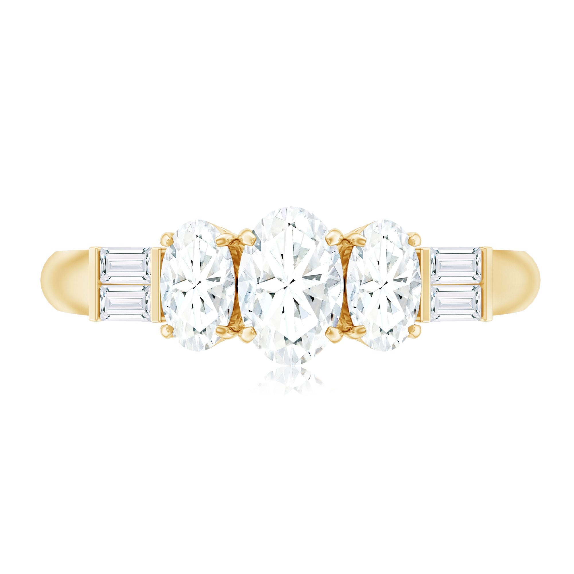 Oval Moissanite Three Stone Anniversary Ring for Women