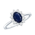 Natural 1 Carat Blue Sapphire Princess Diana Inspired Engagement Ring with Diamonds