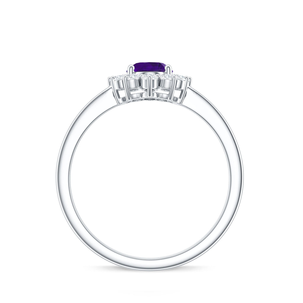 1 Carat Princess Diana Inspired Amethyst Engagement Ring Diamond Halo