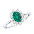 Lab Created Emerald Princess Diana Inspired Engagement Ring with Diamond