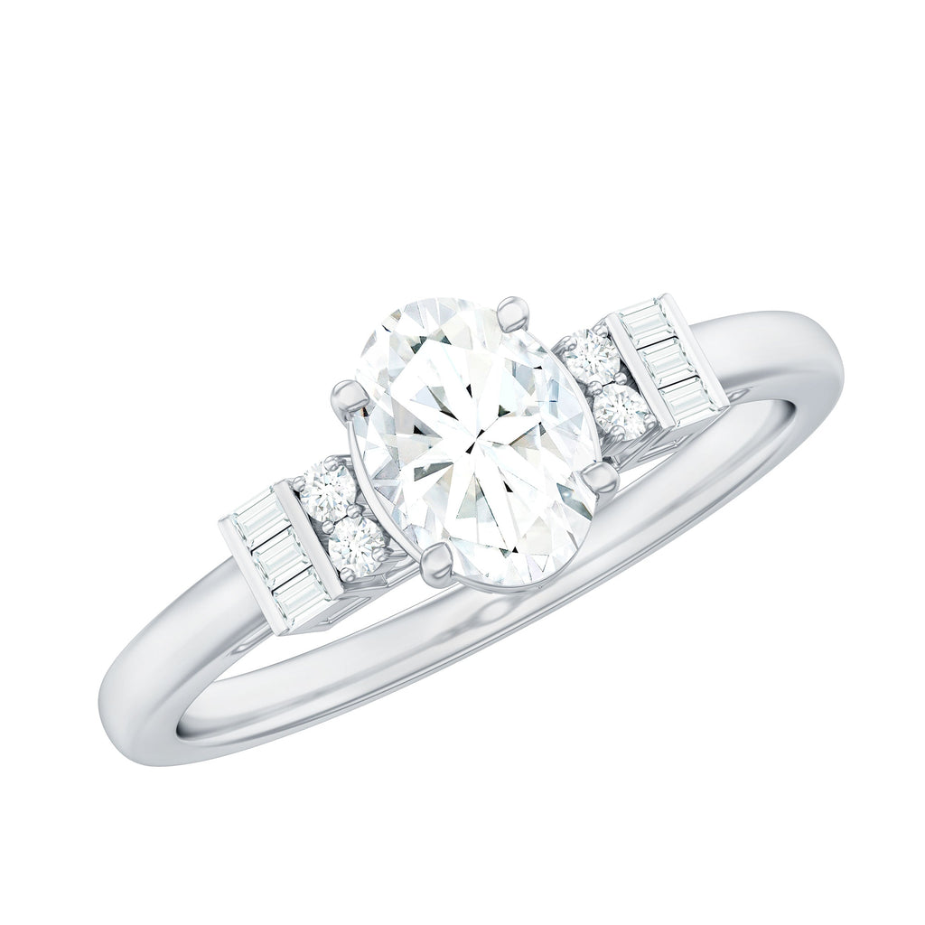 Oval Shaped Moissanite Engagement Ring with Certificate
