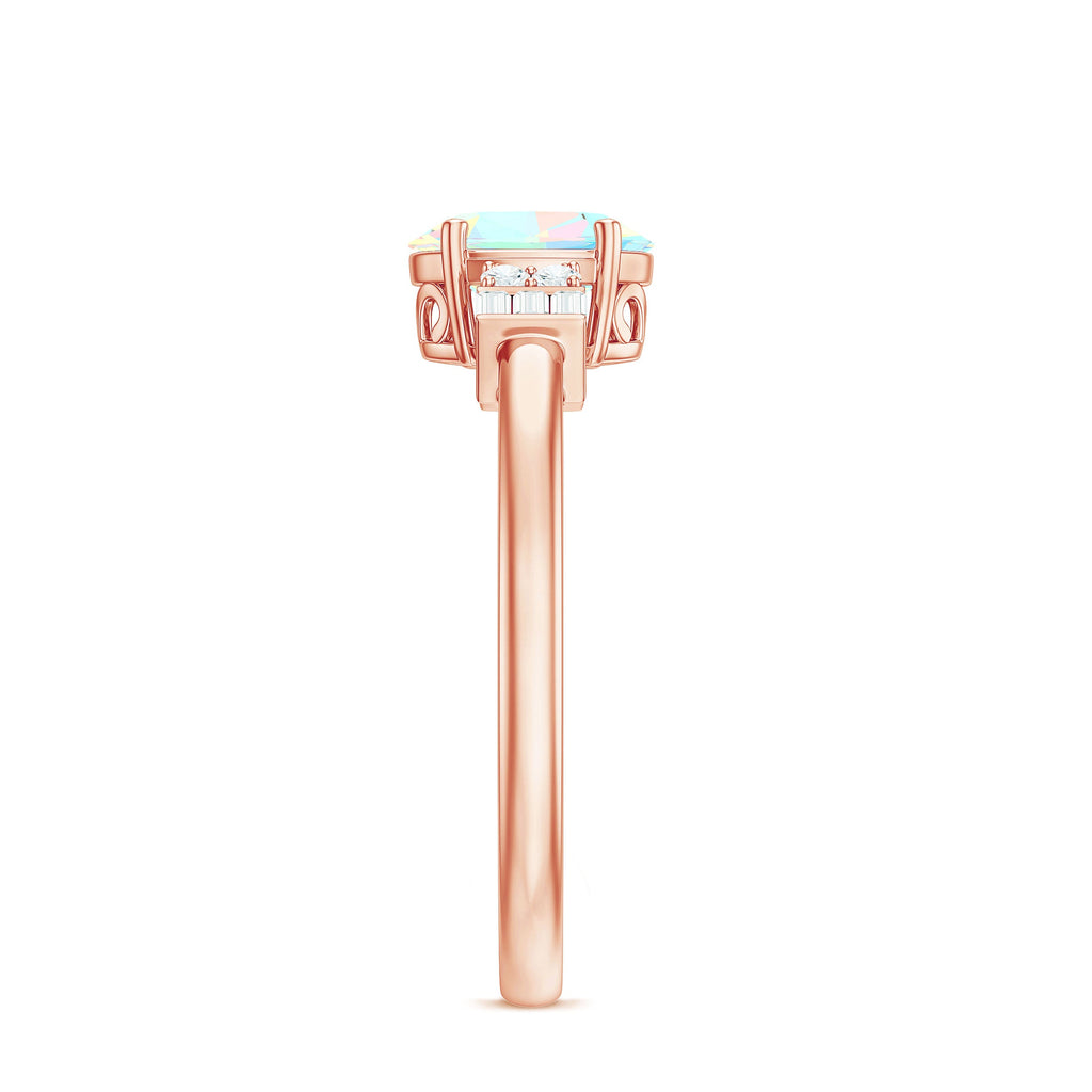 Certified Real 0.9 Carat Opalescent Oval Engagement Ring with Diamond