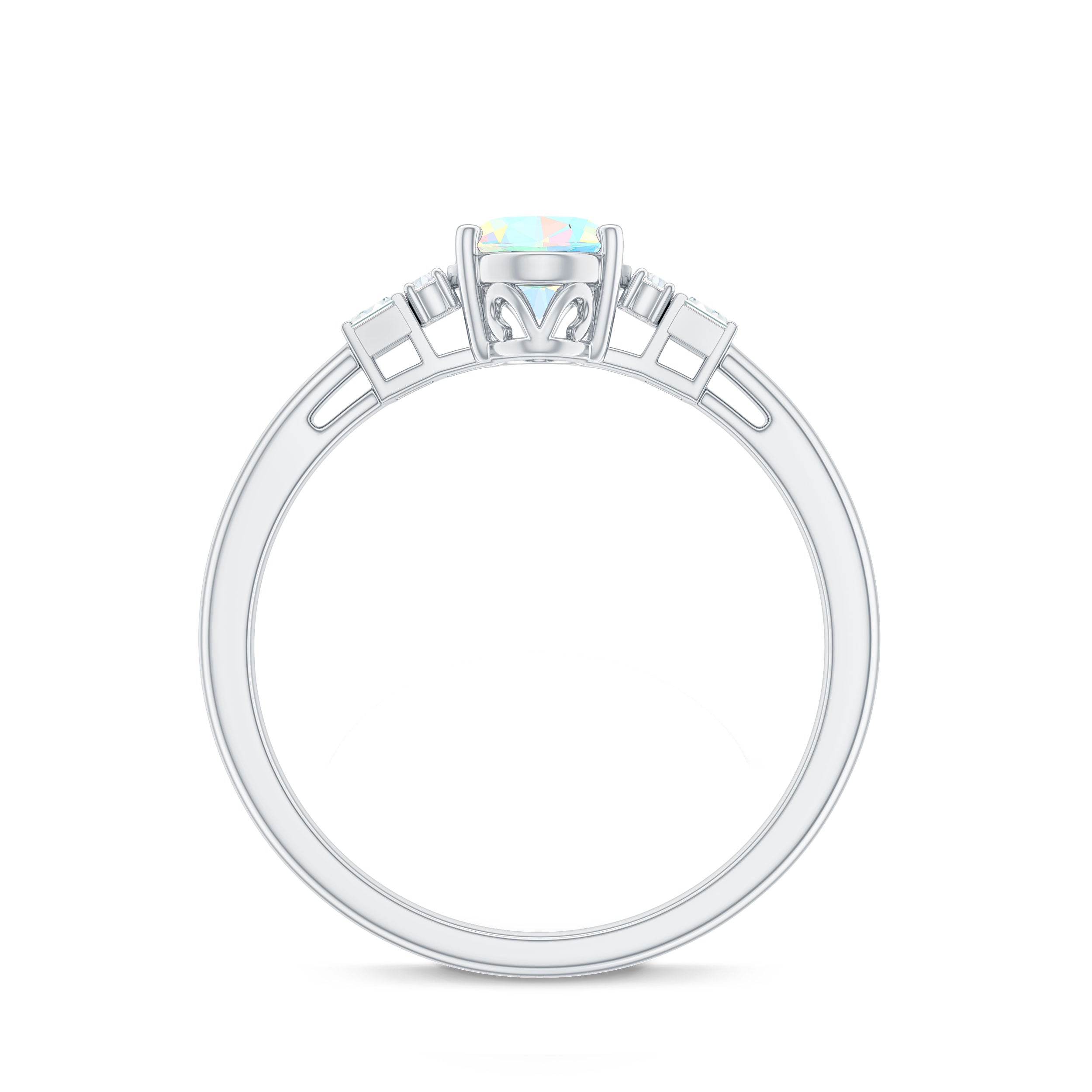 Certified Real 0.9 Carat Opalescent Oval Engagement Ring with Diamond