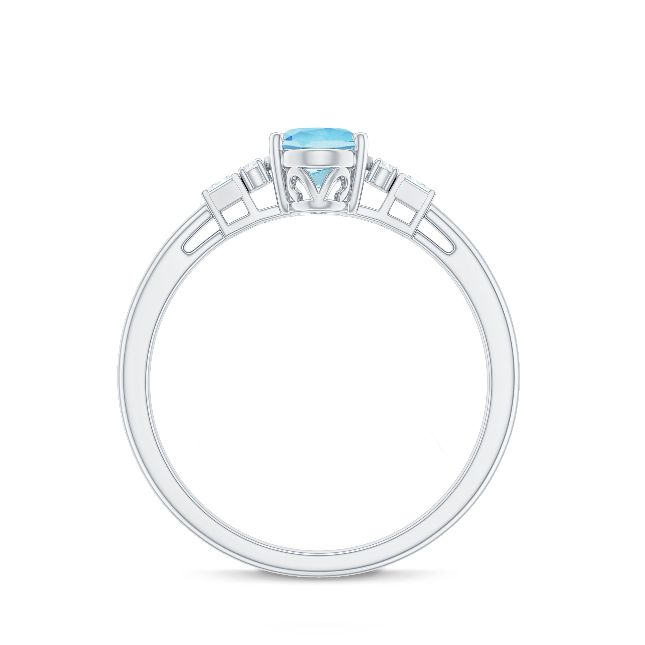 Oval Cut Aquamarine Classic Engagement Ring with Diamond