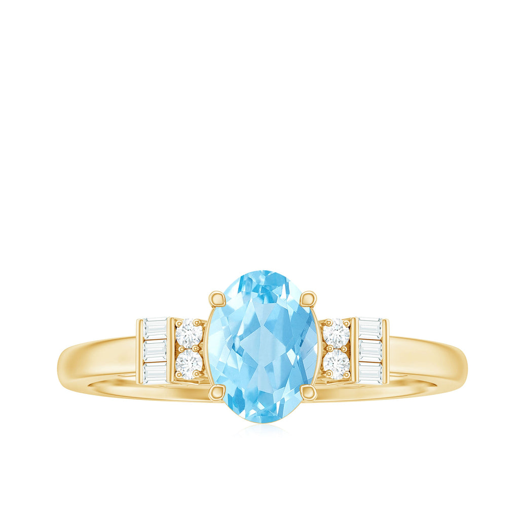Oval Cut Aquamarine Classic Engagement Ring with Diamond