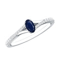 Natural 0.6 Carat Blue Sapphire Minimal Engagement Ring with Diamond Split Shank