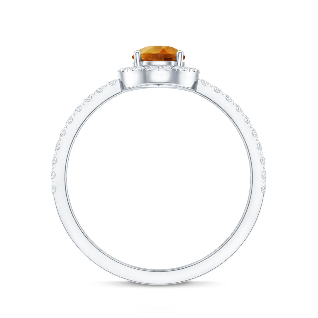 Classic Citrine Teardrop Engagement Ring with Diamond Halo