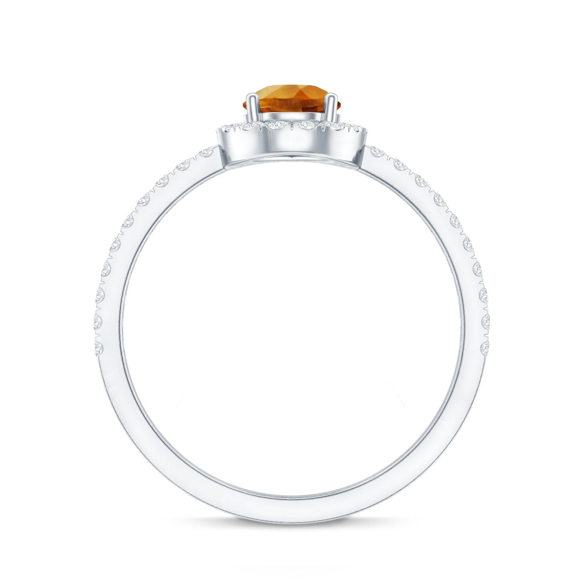 Classic Citrine Teardrop Engagement Ring with Diamond Halo