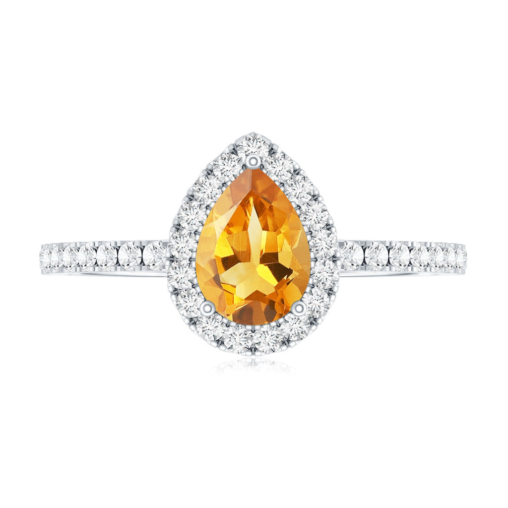 Classic Citrine Teardrop Engagement Ring with Diamond Halo
