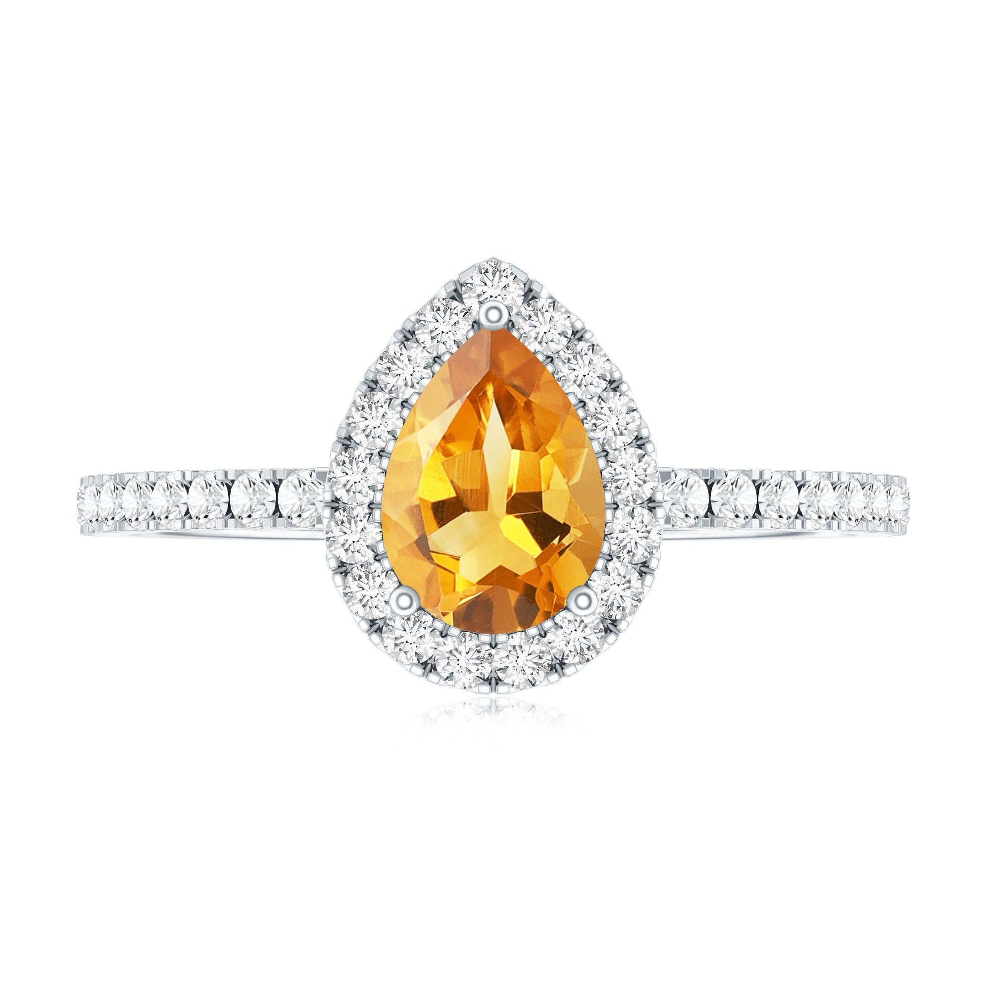 Classic Citrine Teardrop Engagement Ring with Diamond Halo