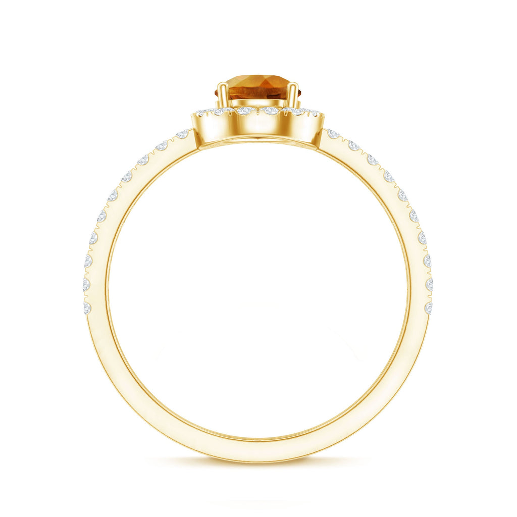 Classic Citrine Teardrop Engagement Ring with Diamond Halo