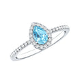 Natural Aquamarine Teardrop Engagement Ring with Diamond Halo