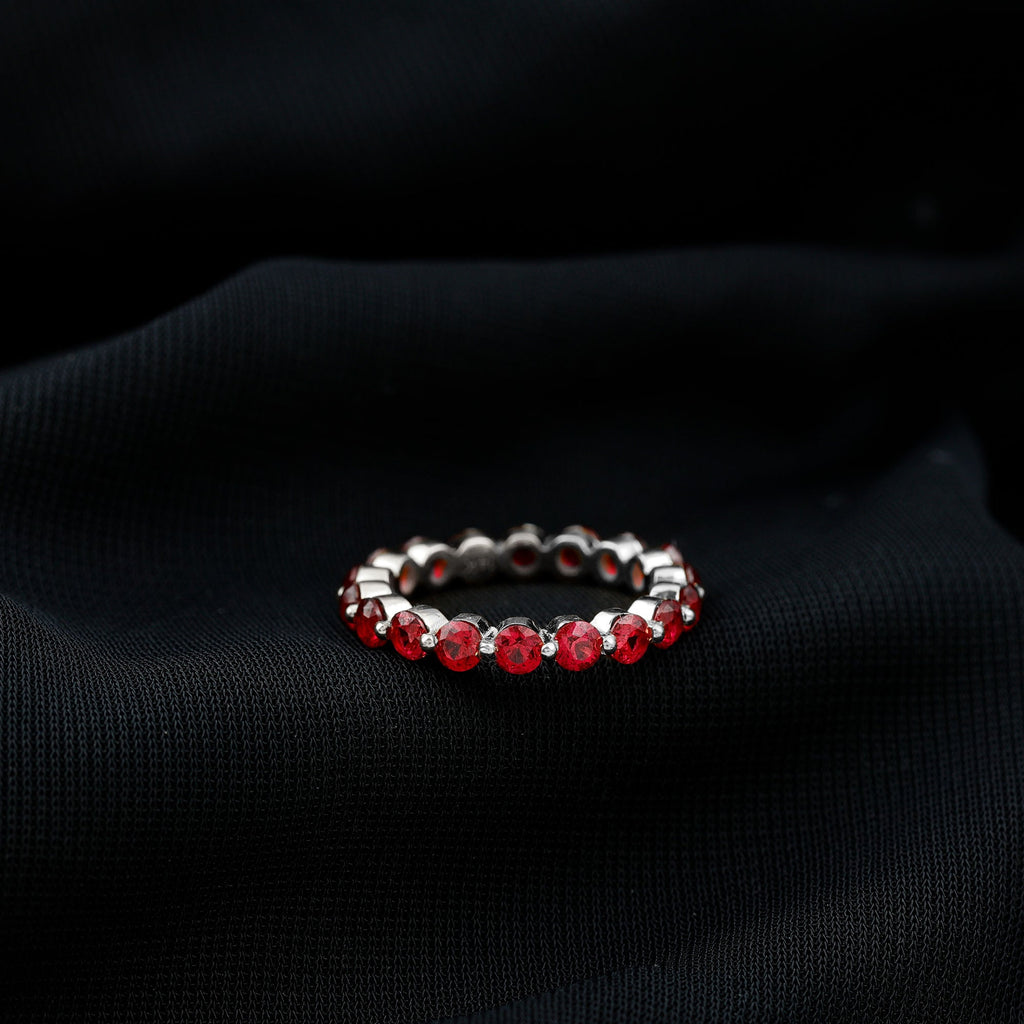 Certified Lab Created Ruby Eternity Wedding Band for Women