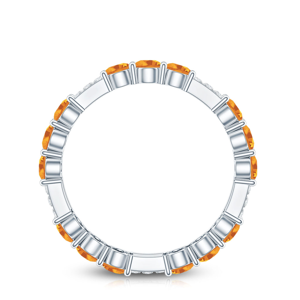 Natural Citrine Diamond Eternity Wedding Band