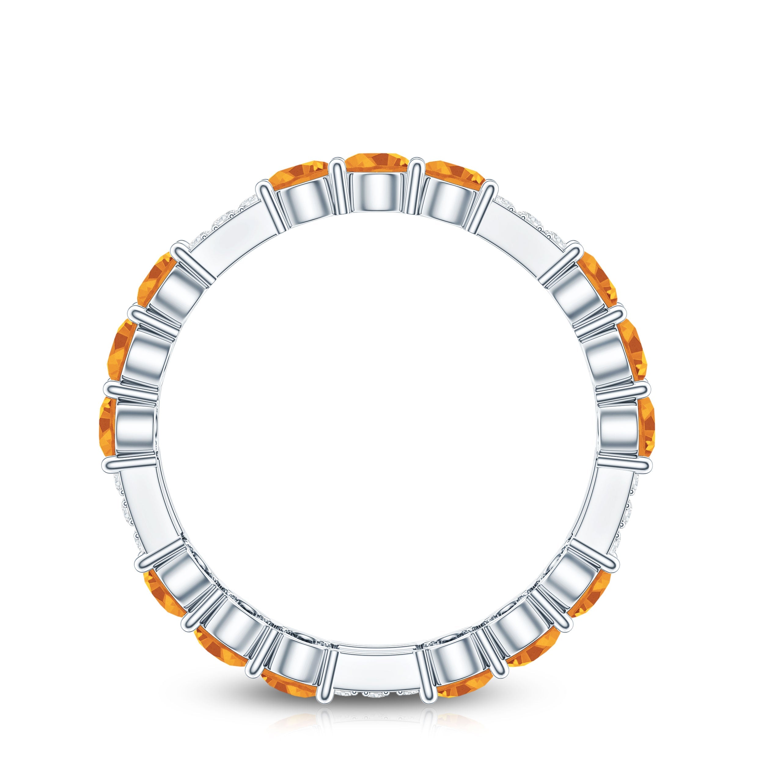 Natural Citrine Diamond Eternity Wedding Band