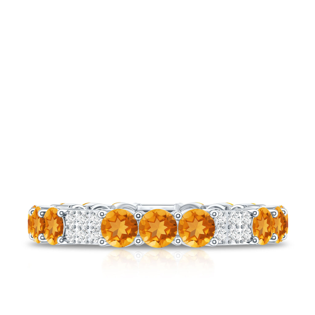 Natural Citrine Diamond Eternity Wedding Band