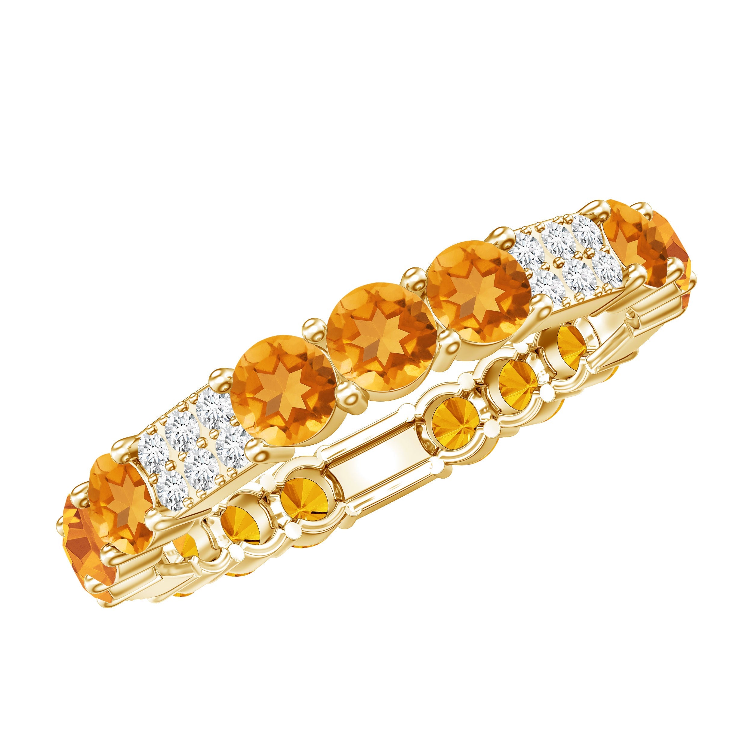 Natural Citrine Diamond Eternity Wedding Band