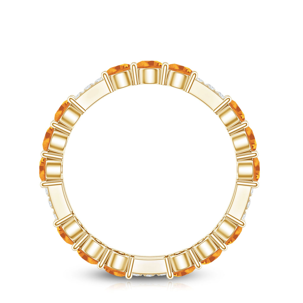 Natural Citrine Diamond Eternity Wedding Band