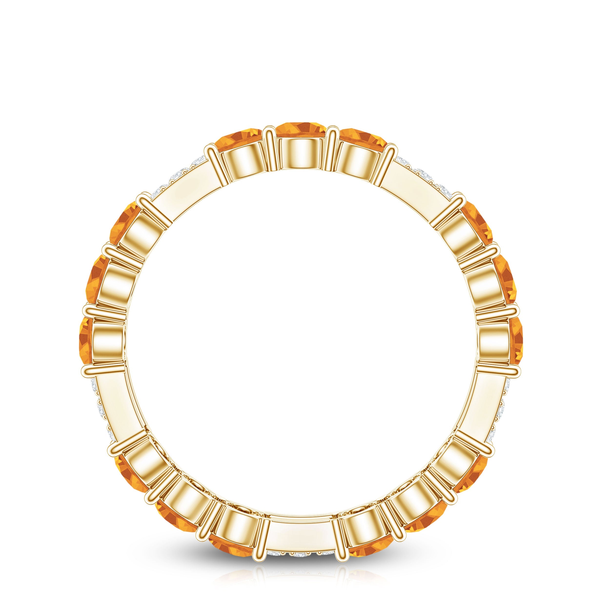 Natural Citrine Diamond Eternity Wedding Band