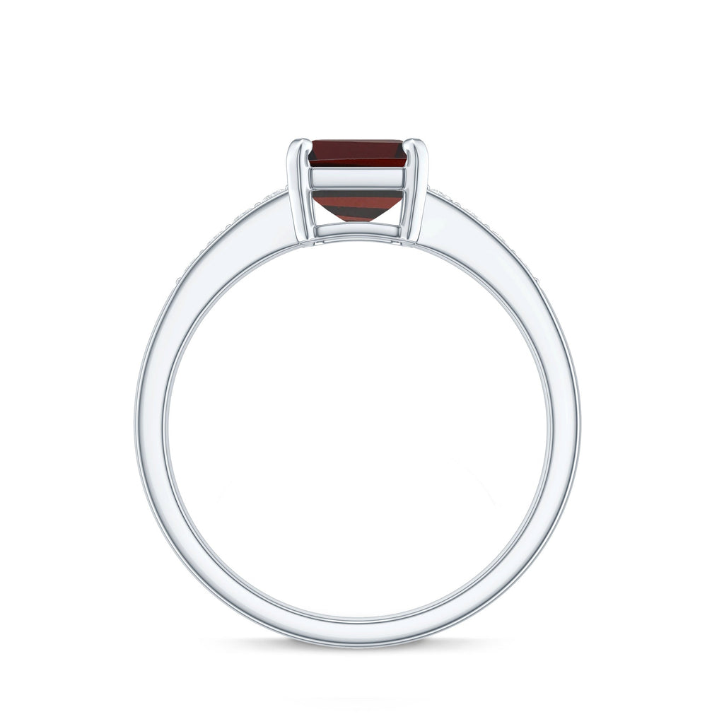 Certified Natural 2 Carat Garnet Emerald Cut Engagement Ring with Diamond