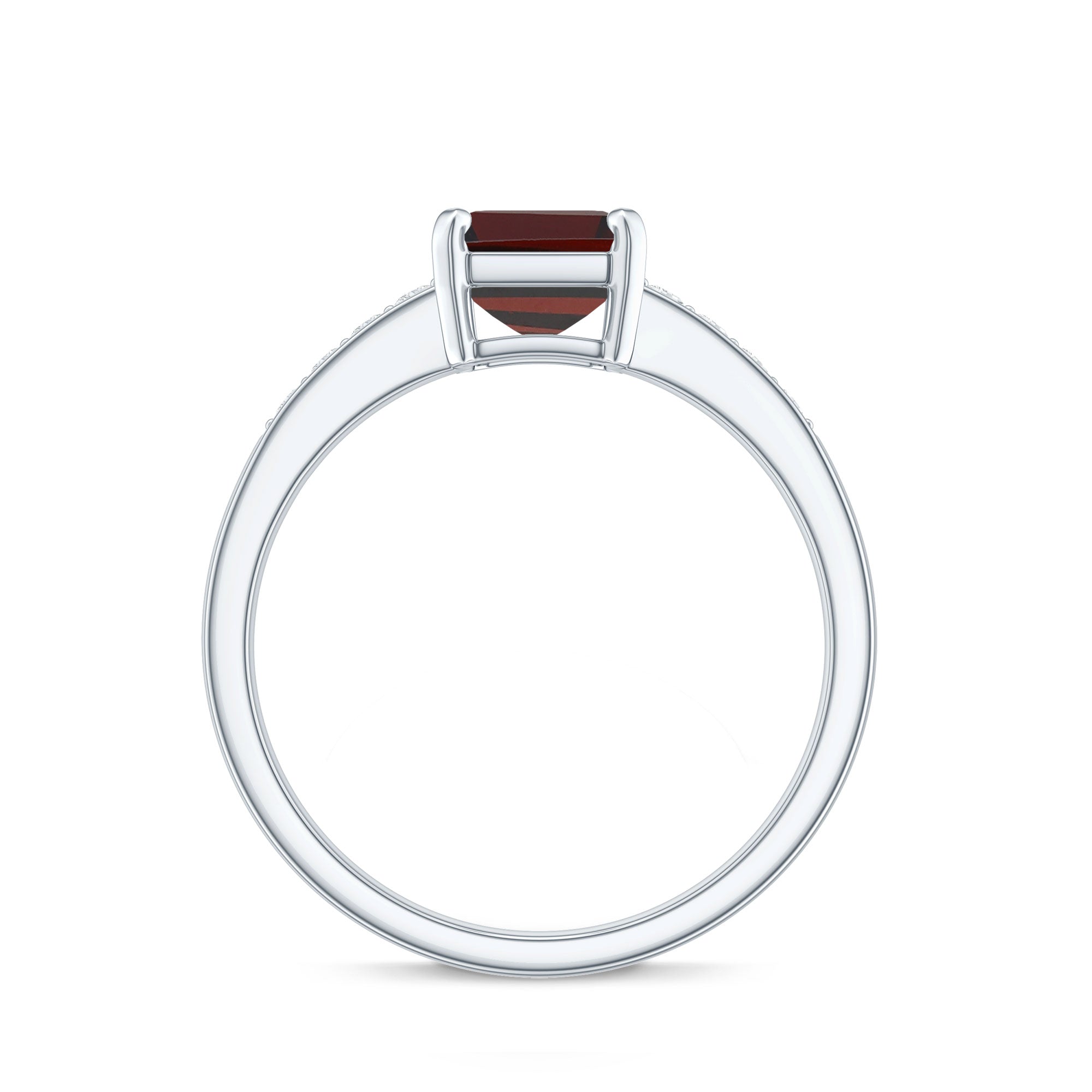 Certified Natural 2 Carat Garnet Emerald Cut Engagement Ring with Diamond