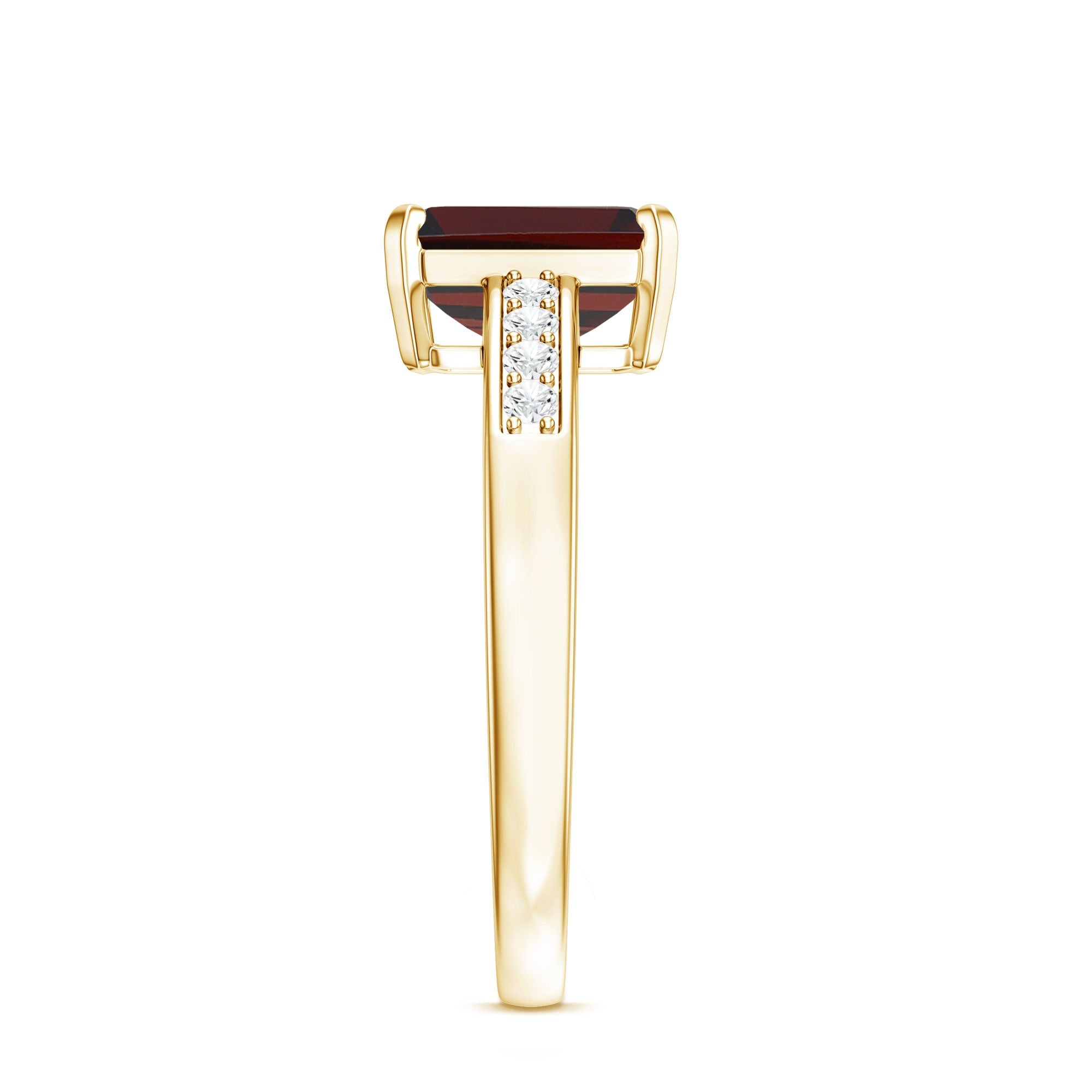 Certified Natural 2 Carat Garnet Emerald Cut Engagement Ring with Diamond