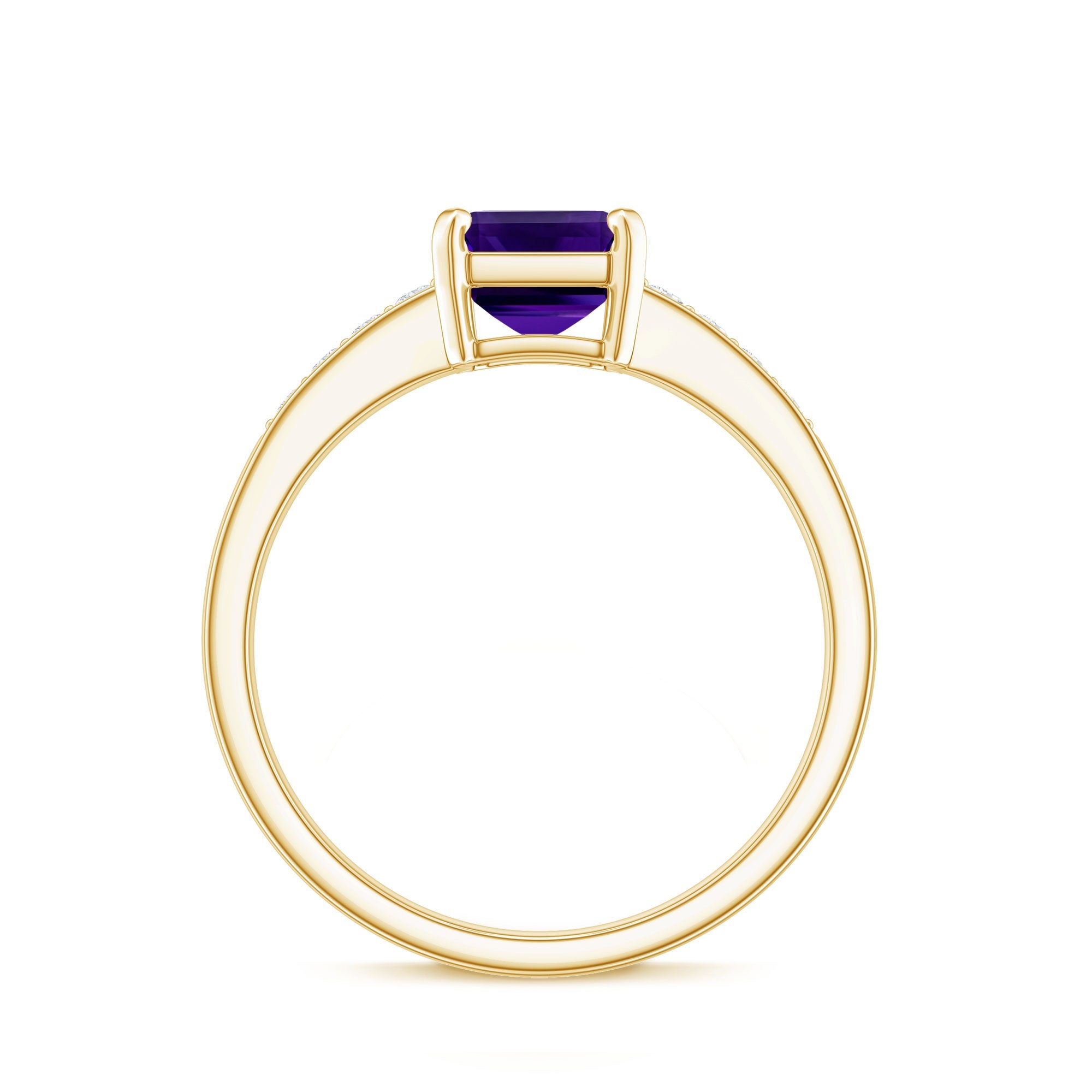 Natural 1.4 Carat Amethyst Emerald Cut Engagement Ring with Diamond