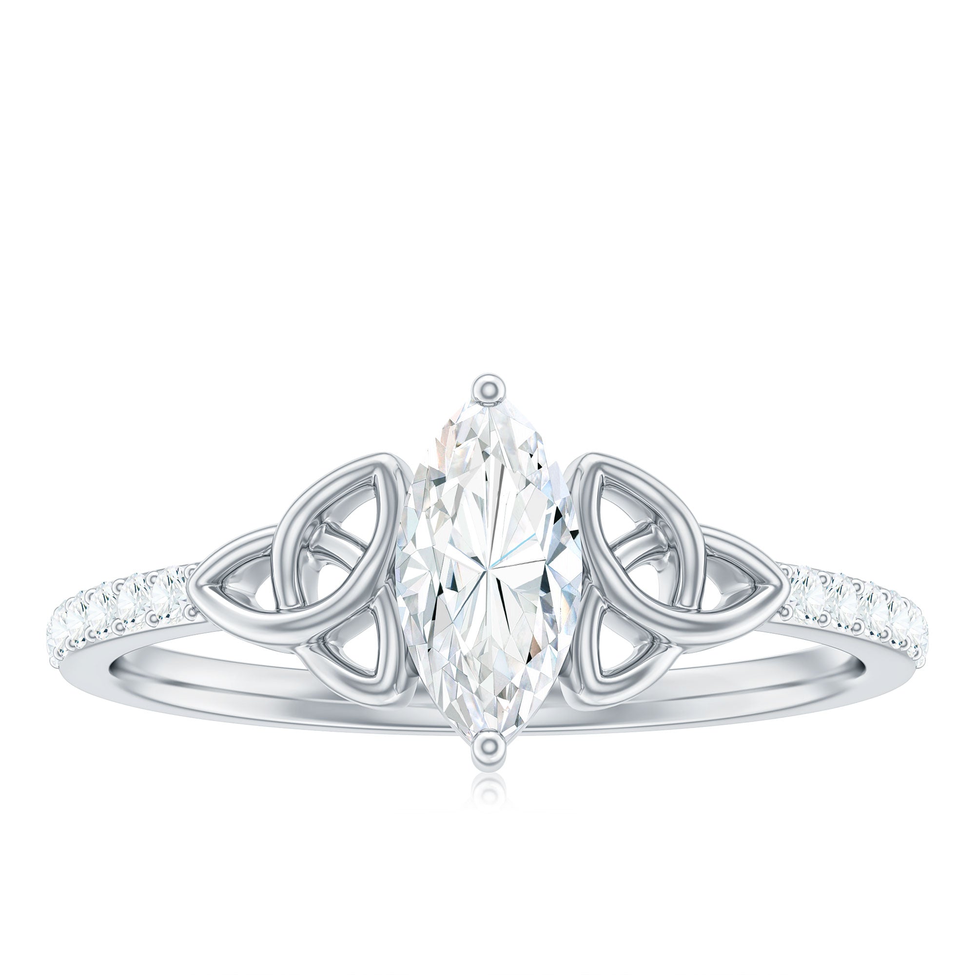 Marquise Cut Moissanite Celtic Knot Engagement Ring
